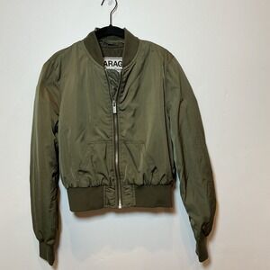 GARAGE‎ Olive Green Bomber Jacket Quilted Lining Street Style  Lightweight P/S